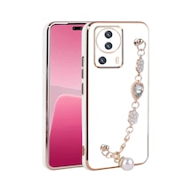 Zore Mi 13 Lite Kılıf El Tutamaçlı Kamera Korumalı Taka Silikon Kapak - Beyaz Beyaz