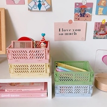 Novahub Beyaz Mini Katlanır Plastik Saklama Kutusu Katlanabilir Saklama Kabı Masaüstü Kozmetik Depolama Sepeti Ev Ofis Organizatör Kutusu 1 Pc Beyaz