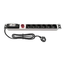 Amp Connect 19" 1u 6'lı Schuko Sigortalı Volt/amper Gösterheli Kabinet Grup Prizi Pdu 16a