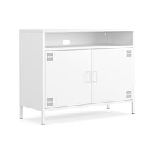 Pera Tv Ünitesi, Tv Dolabı,2 Kapaklı, Açık Raflı 100,50 X 40 X 79,50 Cm Ral 9016 Beyaz