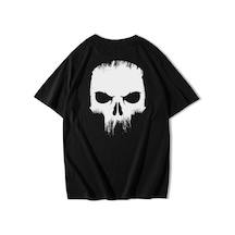 Brz Collection Unisex Ön Ve Arka Baskılı Oversize Angry Skull T-shirt-siyah Siyah