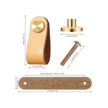 4 Parçalı Mobilya İçin Deri Kulp, Mobilya Kulpu, Deri Çekmece, Deri Dolap, Deri Kapı, Düğmeler, Deri Kulp 13,8 Cm