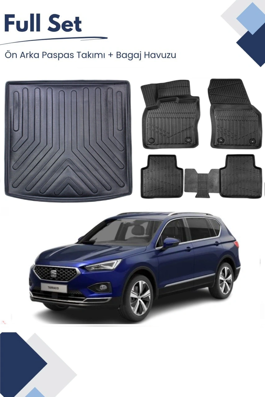 Seat Tarraco 5 Koltuk 2021 Model Tam Uyumlu Paspas+bagaj Havuzu Seti