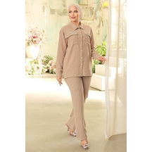 Taşlı Keten Tunik Pantolon İkili Takım 834 - Taş