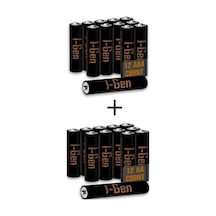 I-gen A174 24'lü Paket Ultra Alkalin Pil 12 Adet Lr03 1.5v Aaa İnce Kalem Pil + 12 Adet Lr6 1.5v Aa Kalem Pil