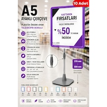 10 Adet - A5 Ayaklı Çerçeve Seti Plastik Ördek Ayak Teleskopik Borulu Fiyat Etiketliği Yönlendirme Levhası Menü Panosu Mor