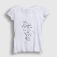 Presmono Kadın Pray Panic At The Disco T-shirt Beyaz
