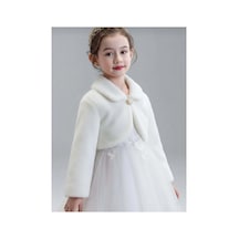 Mnk Baby & Kids Pelüş Uzun Kol Kız Çocuk Bolerosu M00681 Ekru