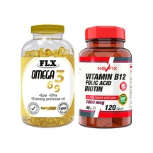 Omega 3-6-9 Balık Yağı 180 Softgel & Nevfix Vitamin B12 1000 Mcg 120 Tablet