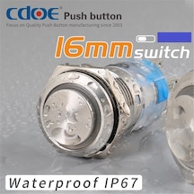 16Mm Metal Ledli Buton Paslanmaz/Çelik Ip67 Beyaz 10V-30V 5P 1No