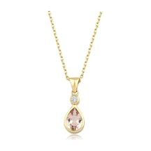 Damla Morganite Tektaş Kolye Sarı