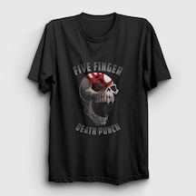 Presmono Unisex Skull Five Finger Death Punch T-shirt Siyah