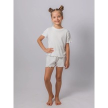 Sem Bur Çocuklar İçin Dantelli Pijama Takımı Şortlu 462072134 Beyaz