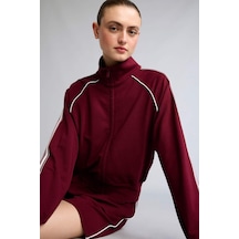 Defacto Standart Fıt Dik Yaka Fermuarlı Spor Hırka H2046ax26aubr115 Bordo-br115