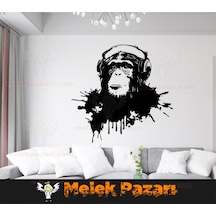 Müzik Dinleyen Maymun Duvar Sticker