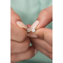 Nereze 925 Ayar Gümüş Pırlanta Montür 4 MM Tektaş Küpe