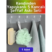 Özel Çok Fonksiyonlu Mutfak Banyo Askısı İz Bırakmaz Kendinden Yapışkanlı 5 Kancalı Askı Seti 1 Adet Diğer