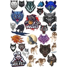 Kurtlar Sticker Set 6 20 Parça Telefon, Tablet, Defter, Laptop Sticker