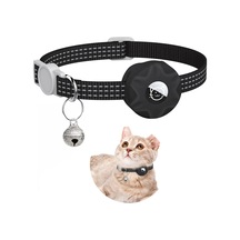 Geeroyoo Kedi İzleyici Kolye, Airtag Uyumlu Silikon Kılıf, Yansıtıcı Şeritli, Güvenli Kilit, Işıklı Ve Ayarlanabilir Siyah