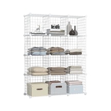 12 Bölmeli Beyaz Renk Metal Tel Portatif Organizer Oyuncak Dolabı
