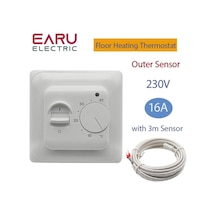 Elektrikli Yerden Isıtma Oda Termostatı Manuel Yerden Isıtma Kablosu Termostat 220 V 16a Sıcaklık Kontrol Ölçer Sensörlü