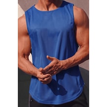 Genius Store Erkek Sporcu Atleti Sıfır Kol Tişört Fitness Gym Antrenman Tişörtü Ter Tutmayan Atlet Sıfırkol-2026 Saks Mavi