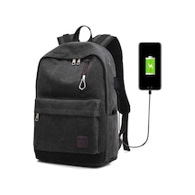 Rogfer Sones Çok Fonksiyonlu Seyahat Rahat Kanvas Sırt Çantası Öğrenci Çantası Harici Usb Şarj Arayüzü Ve Kulaklık Jakı İle - Siyah Çok Renkli Çok Renkli