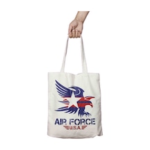 Art Hediye Air Force Askeri Iki Tarafı Kalıcı Baskılı Yıkanabilir Bez Çanta Omuz Çantası Çok Renkli