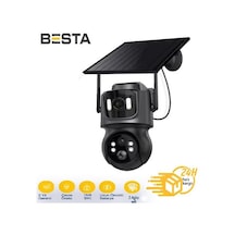 3 Mp + 3mp Cift Kameralı Wifi Solar Kablosuz Güvenlik Kamerası Bs-2091