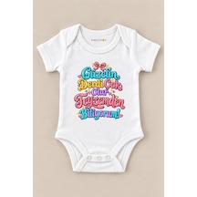 Babylimon Güzelin Derdi Çok Olur Teyzemden Biliyorum Beyaz Kısa Kollu Çıtçıtlı Bebek Zıbını Beyaz - 930084008 Beyaz
