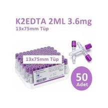 Medikaltec 50 Adet Kan Alma Tüpü, Mor Kapak, K2e K2edta 2ml 3.6mg 13x75mm, Bd Vacutainer