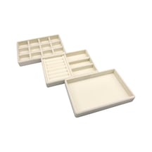 Yerli Üretim Süet Kumaş Krem Renk 3 Lü Takım Çekmeçe İçi Krem