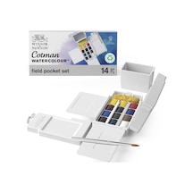 Winsor & Newton 0390639 Cotman Field Box Sulu Boya Seti, Yüksek Işık Haslığına Sahip Canlı Sulu Boya, Geniş Renk Seçenekleri, Eskimeye Karşı Dayanıklı - 1/2 Kapta 12 Renk, Karıştırma Paleti, Su Tankı 0,15 L