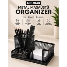Need Nd-1040 Metal Mesh Masaüstü Organizer 3 Bölmeli Çok Amaçlı Düzenleyici Siyah