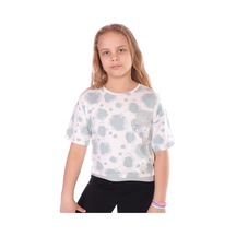 Toontoy Kids Toontoy Kız Çocuk Baskılı Bisiklet Yaka Kısa Kollu Tişört Açık Yeşil
