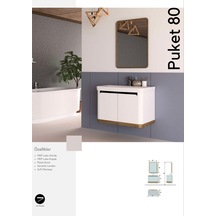 Evros Banyo Mobilyası Puket 80 Cm Banyo Dolabı Krem