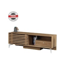 Lulu Metal Ayaklı Tv Ünitesi 150Cm / Sürgülü Kapaklı Tv Sehpası
