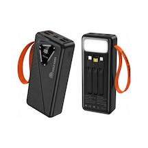 Gk-y433 30000 Mah Powerbank 22.5w Hızlı Şarj Dijital Ekranlı Led Işıklı Dahili Kablolu Taşınabilir Şarj Cihazı Gri Siyah