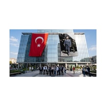 Yürüyen Atatürk Portresi Bayrak Ve Türk Bayrağı Premium Raşel Kumaş 2'li Set 10x15 Metre Ata77 Diğer