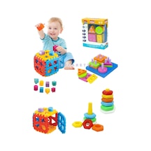 Eğitici Geometrik Şekiller Bulmaca + Eğitici Bultak Küp + Eğitici Halkalar Zeka Geliştirici Set