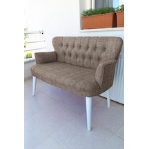 Azra Mobilya Ikili Balkon Koltugu - Kanepe - Keten Kumaş - Bekleme Koltugu-ofis-cafe - Kahverengi Kahverengi