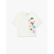 Koton Pamuklu Kısa Kollu Bisiklet Yaka Lisanslı Powerpuff Girls Tişört Ekru 6skg10048ak Ekru