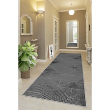 West Home Makinede Yıkanabilir Kaymaz Taban Leke Tutmaz Modern Kesme Yolluk Mutfak Yolluk Halı Yolluk Wh 576 Black Yolluk