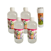 4 Adet Köpük Baloncuk Solüsyonu 500 Ml + 1 Adet Köpük Baloncuk Oyuncağı - Baloncuk Likidi 500 Ml
