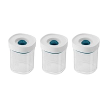 Fresh & Save Cube Vakumlu Saklama Kabı Set, Xs, 3 Parça, Şeffaf Akdeniz Mavisi Açık Ahşap
