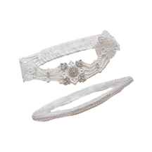 Suntek Parti Sahne Kadınlar Için Rhinestones Ile 2 Adet 42-50cm Beyaz