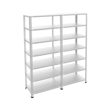 7 Katlı Duble 2'li Galvaniz Çelik Raf - Depo, Arşiv, Kiler, Dosya, Market Rafı 43x75x200cm Gri