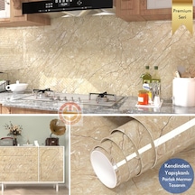 Technosmart 60x500cm Mermer Desen Kendinden Yapışkanlı Duvar Kağıdı Kaplama Mutfak Tezgeh Masa Folyo Sarı