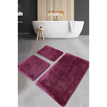 Pasific Purple 3 Lü Set Banyo Halısı Paspas Yıkanabilir