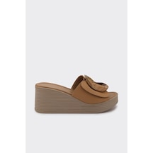Derinet Günlük Yüksek Taban Kadın Terlik Camel Camel